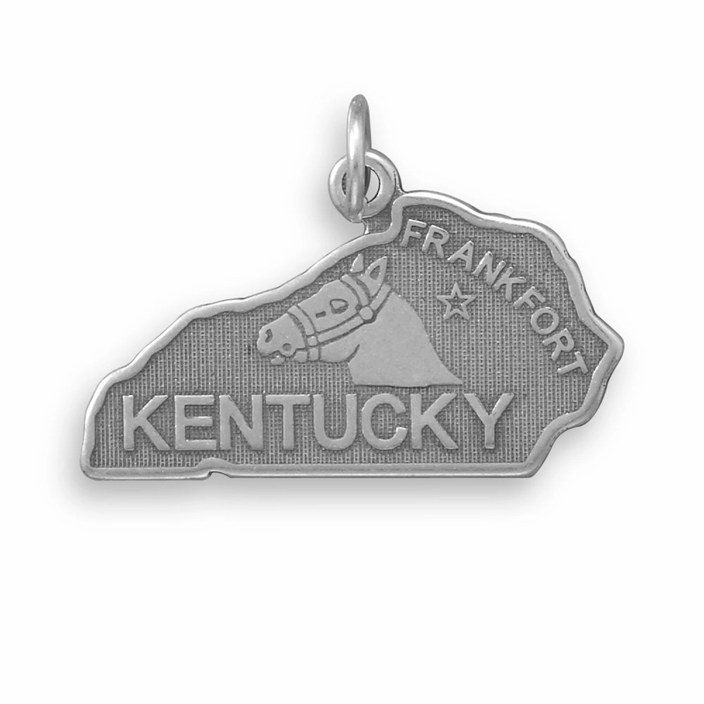Kentucky State Charm Antiqued Sterling Silver Glam Night