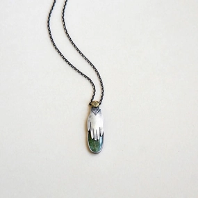 Hand Milagro Necklace - Oxidized Sterling Silver, Brass   Jade Gemstone Corporate Adornment Meaningful Jewelry