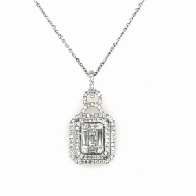 Estate Simon G 18K White Gold Fancy Shape Diamond Cluster Pendant  (.70ctw) Trend Detail Birthday Jewelry