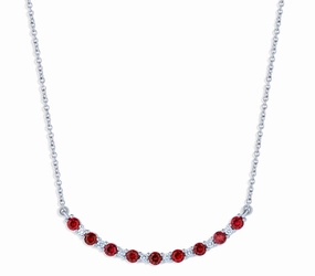 Mother Accent Locked Accessory Bremer Jewelry 18K White Gold Round Shape Diamond and Ruby Smile Pendant (2.22ctw)