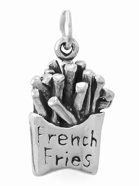 Luxurious Detail French Fries Charm Sterling Silver