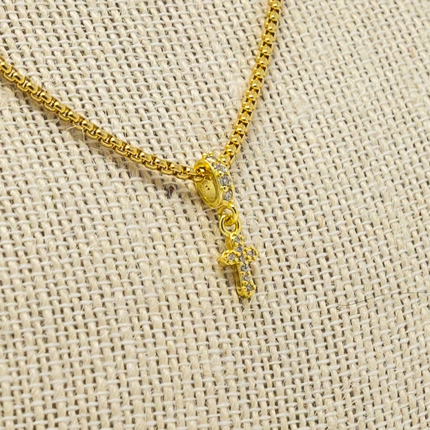Lydia Rhinestone Cross Necklace Premium Jewelry Weekend Look