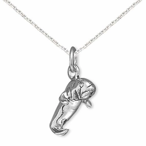 Timeless Jewelry Graceful Edge Manatee Charm Pendant Necklace Sterling Silver - Chain included