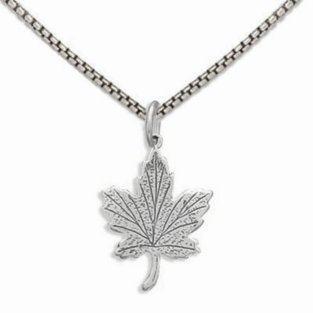 Maple Leaf Charm Necklace Sterling Silver - Includes Chain Everyday Match Dainty Accent