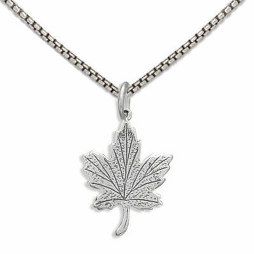 Maple Leaf Charm Necklace Sterling Silver - Includes Chain Vogue Style