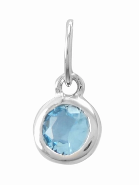 March Birthday Charm Light Blue Cubic Zirconia Sterling Silver Exclusive piece Radiant Jewelry Look