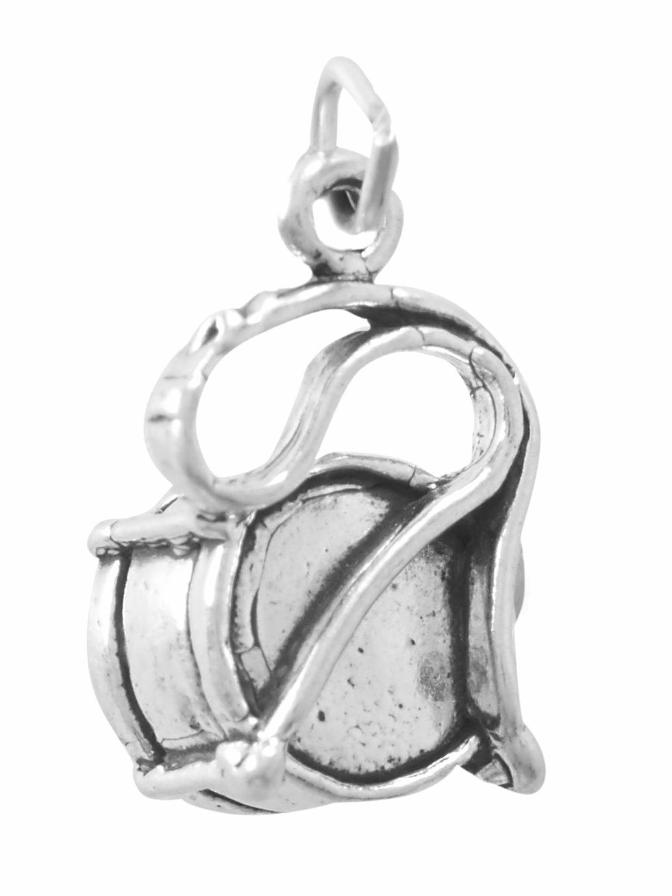 Marching Band Drum with Strap Charm Sterling Silver 3D Antiqued Finish Lustrous Craft