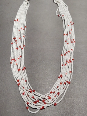 Casual Accent Marilyn Moquino Kewa Coral White Clam 12-Strand Necklace - Handmade Native American