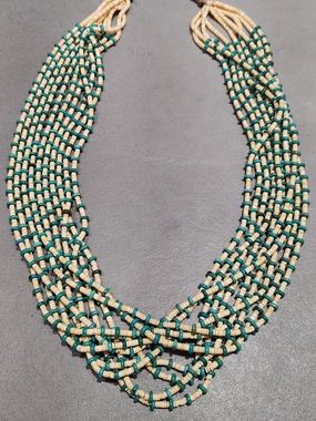 Handmade Shine Lustrous Finish Marilyn Moquino Kewa Melon Shell Turquoise  10-Strand Necklace - Handmade Native American