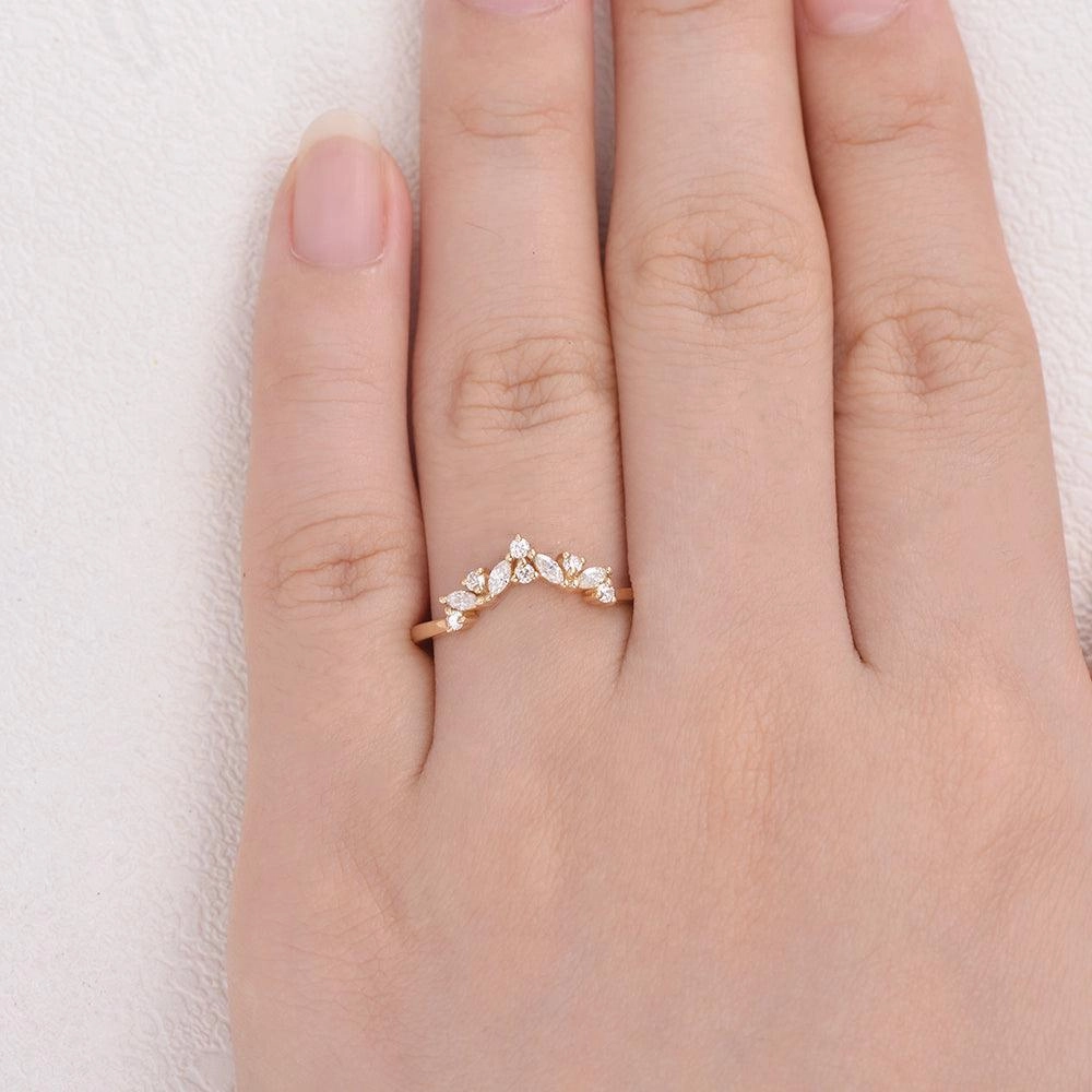 Brunch Date Marquise Cut Moissanite Stacking Yellow Gold Ring