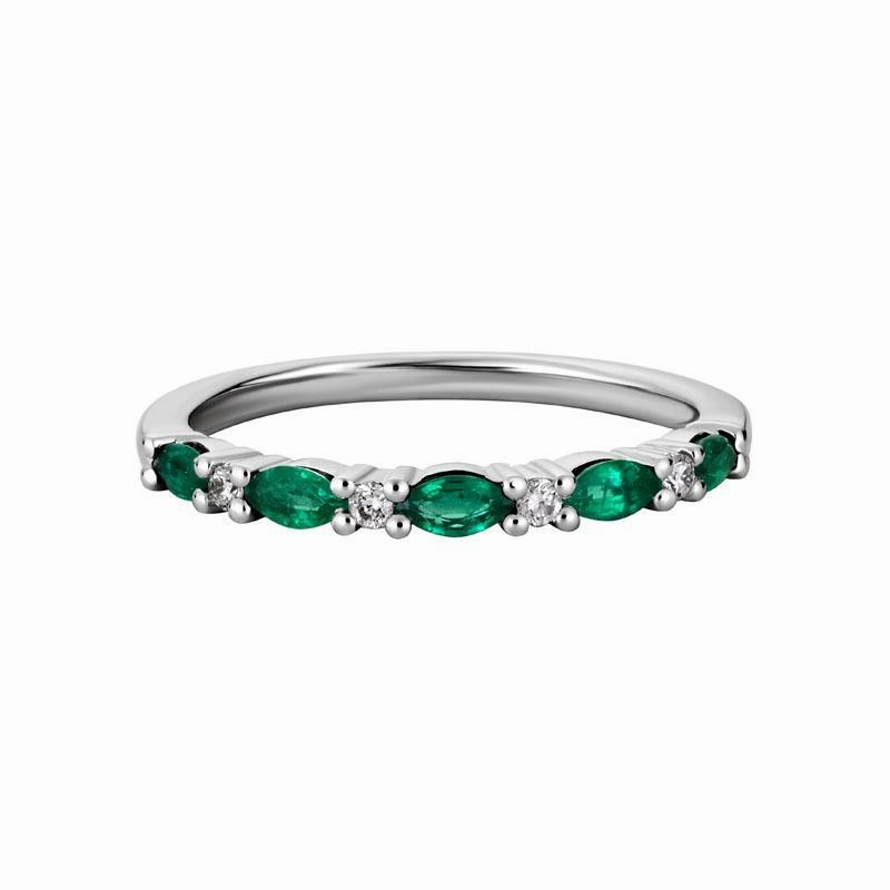 Marquise Emerald & Diamond Band Contemporary Feature