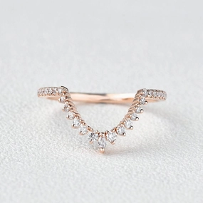 Marquise Moissanite Stacking Rose Gold Ring Subtle Detail