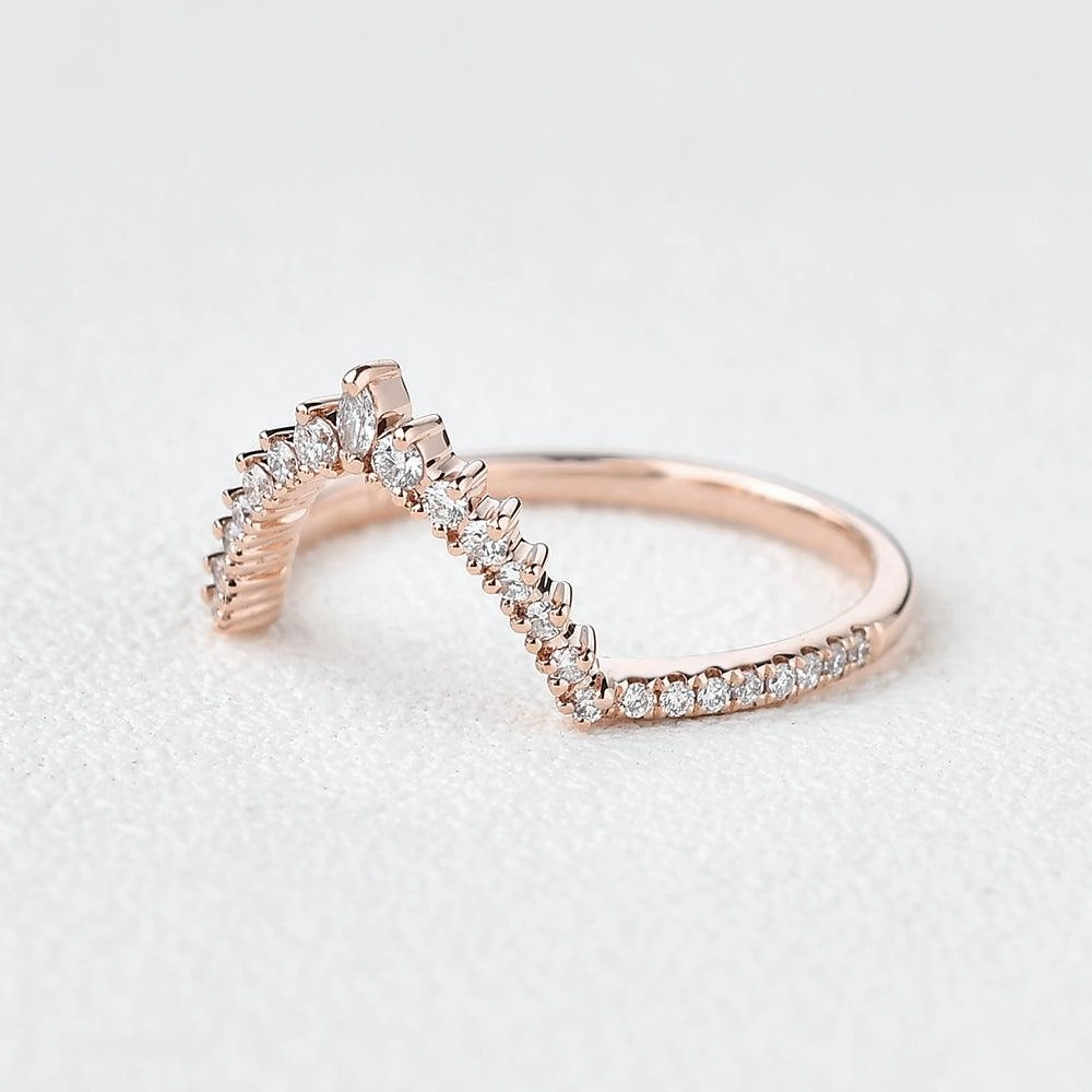 Cool Touch Marquise Moissanite Stacking Rose Gold Ring
