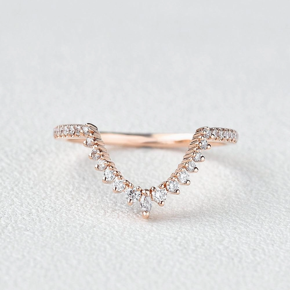 Marquise Moissanite Stacking Rose Gold Ring Subtle Detail