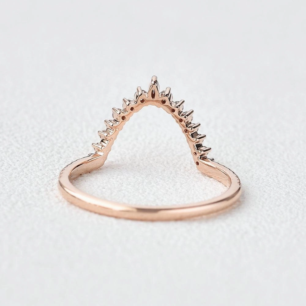 Vibrant Edge Marquise Moissanite Stacking Rose Gold Ring