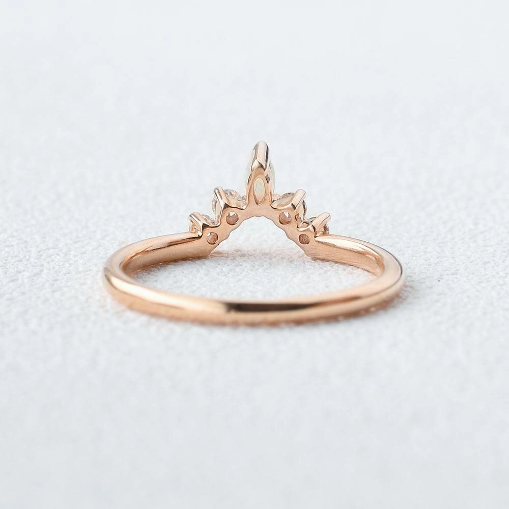 Marquise Natural Opal Chevron Stacking Ring Pure Detail Refined Highlight