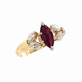 Beach Embellishment Simple Product Marquise Ruby & Diamond Ring