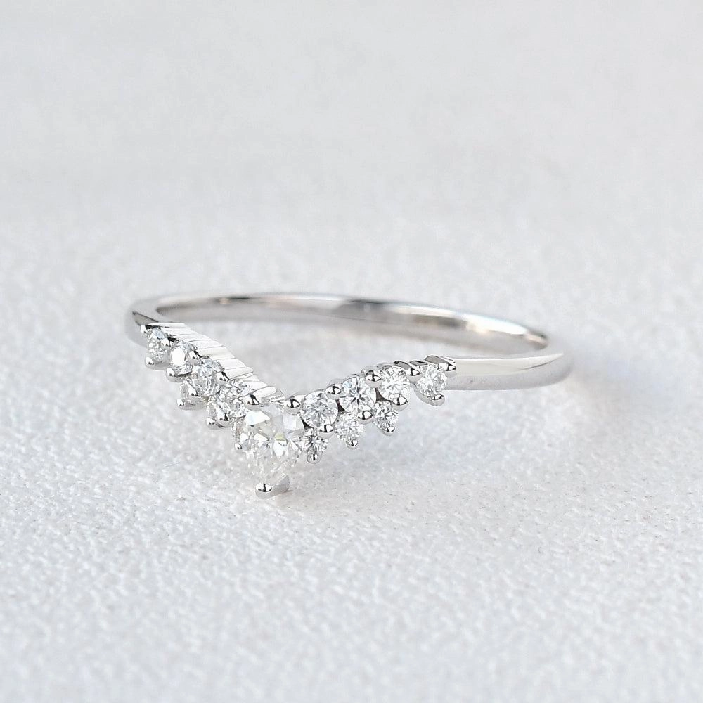 White Gold Moissanite Stacking Curved Band Romantic Accessory