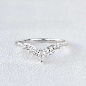 Natural Look White Gold Moissanite Stacking Curved Band