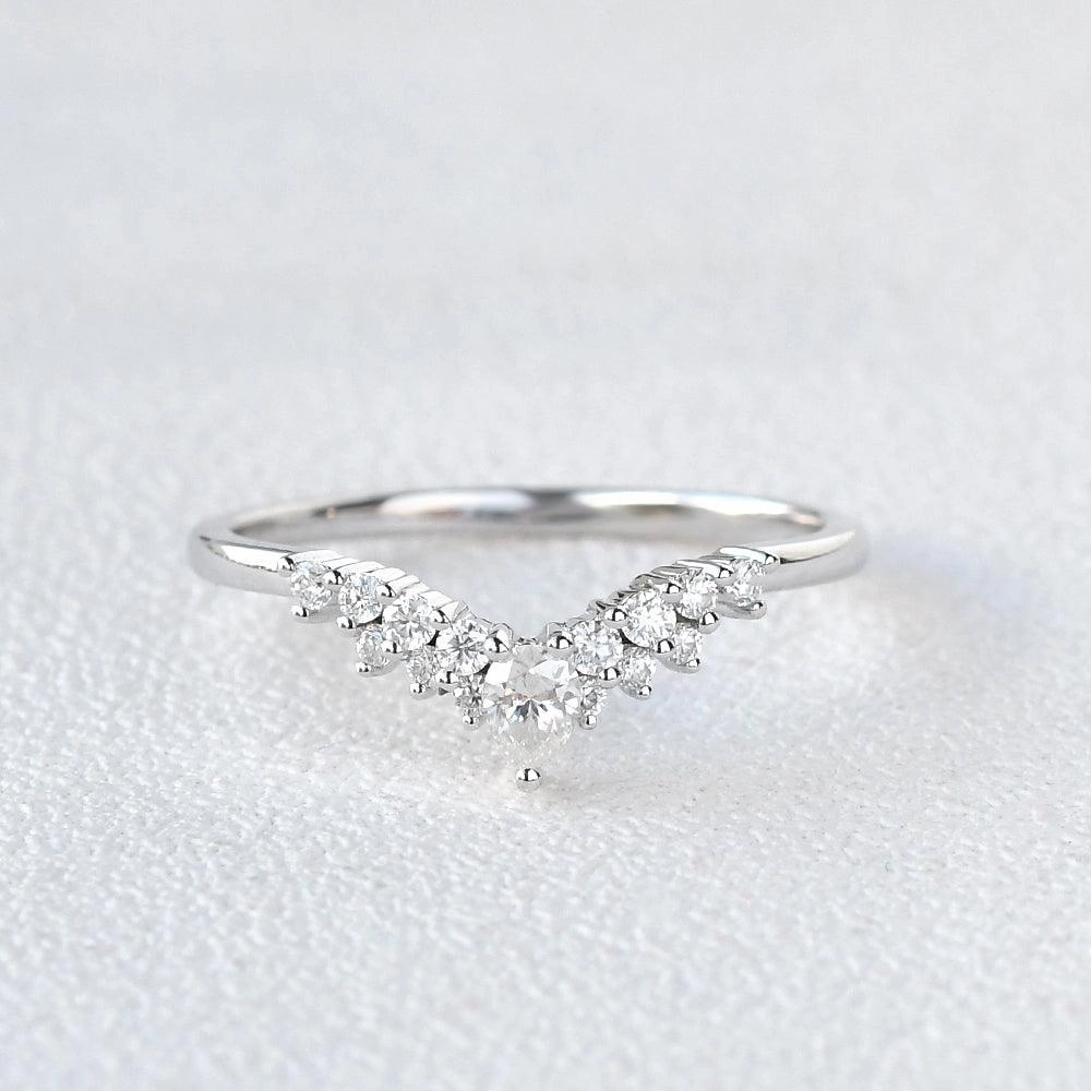 Natural Look White Gold Moissanite Stacking Curved Band