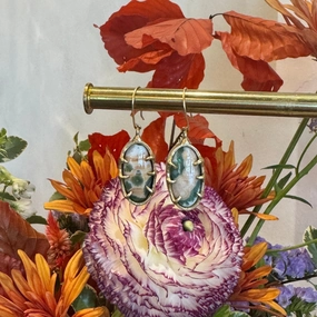 Safe Vibe Artistic Decoration Seafloor Treasure Earrings - Brass   Ocean Jasper