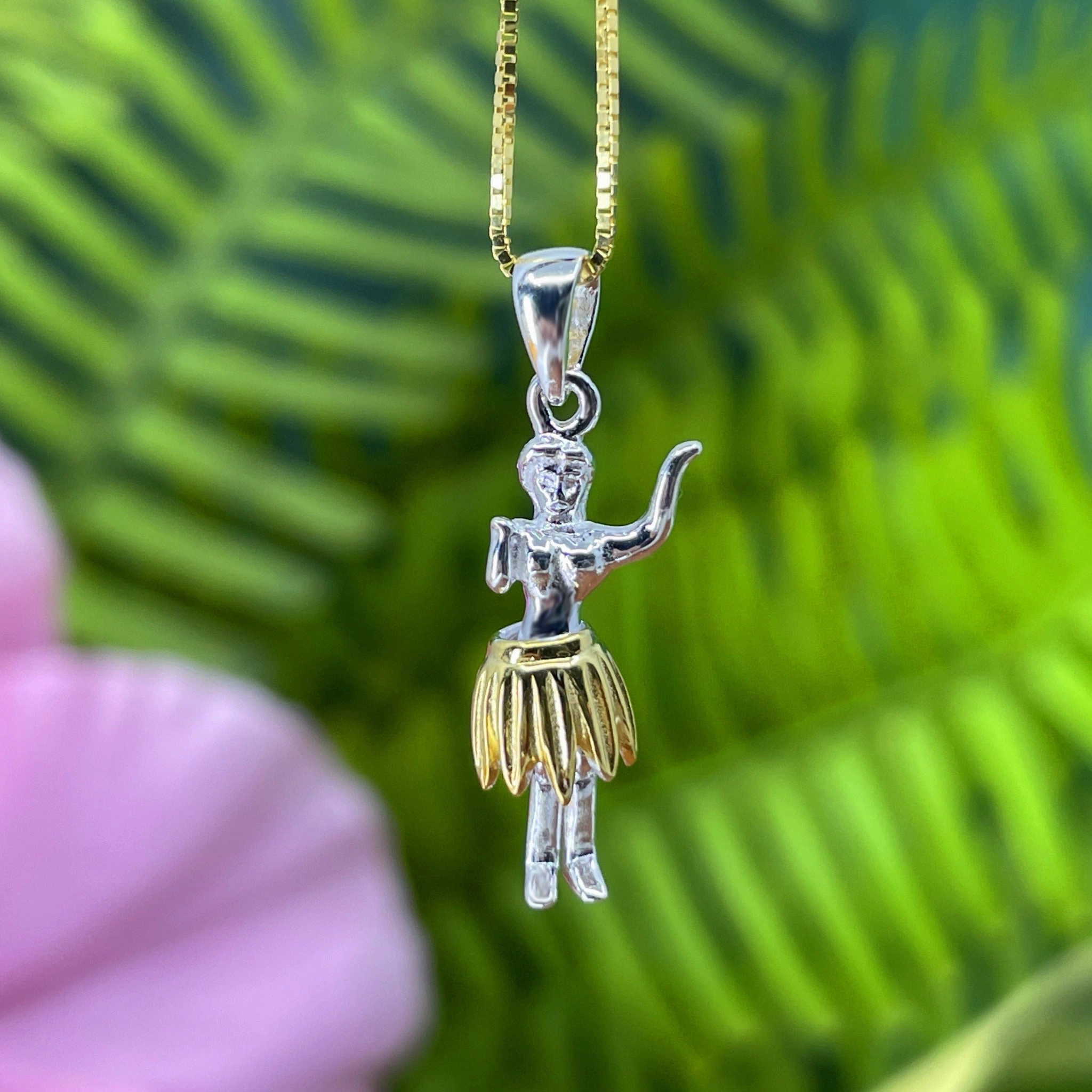 Hula Girl Wahine Two Tone Pendant or Earrings Trendy Choice
