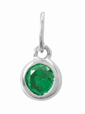 Bold Option custom design May Birthday Charm Green Cubic Zirconia Sterling Silver
