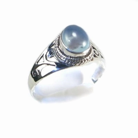 Blue Chalcedony Sterling Silver Ring Size 7, Round Stone Fresh Appeal Beautiful Trinket
