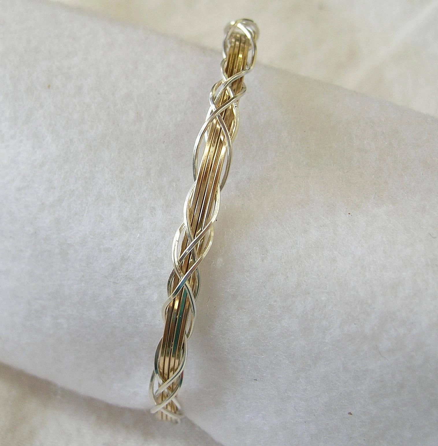 Exquisite Touch Medium Two-Tone Grapevine Silver Over Gold Wire Wrapped Bracelet