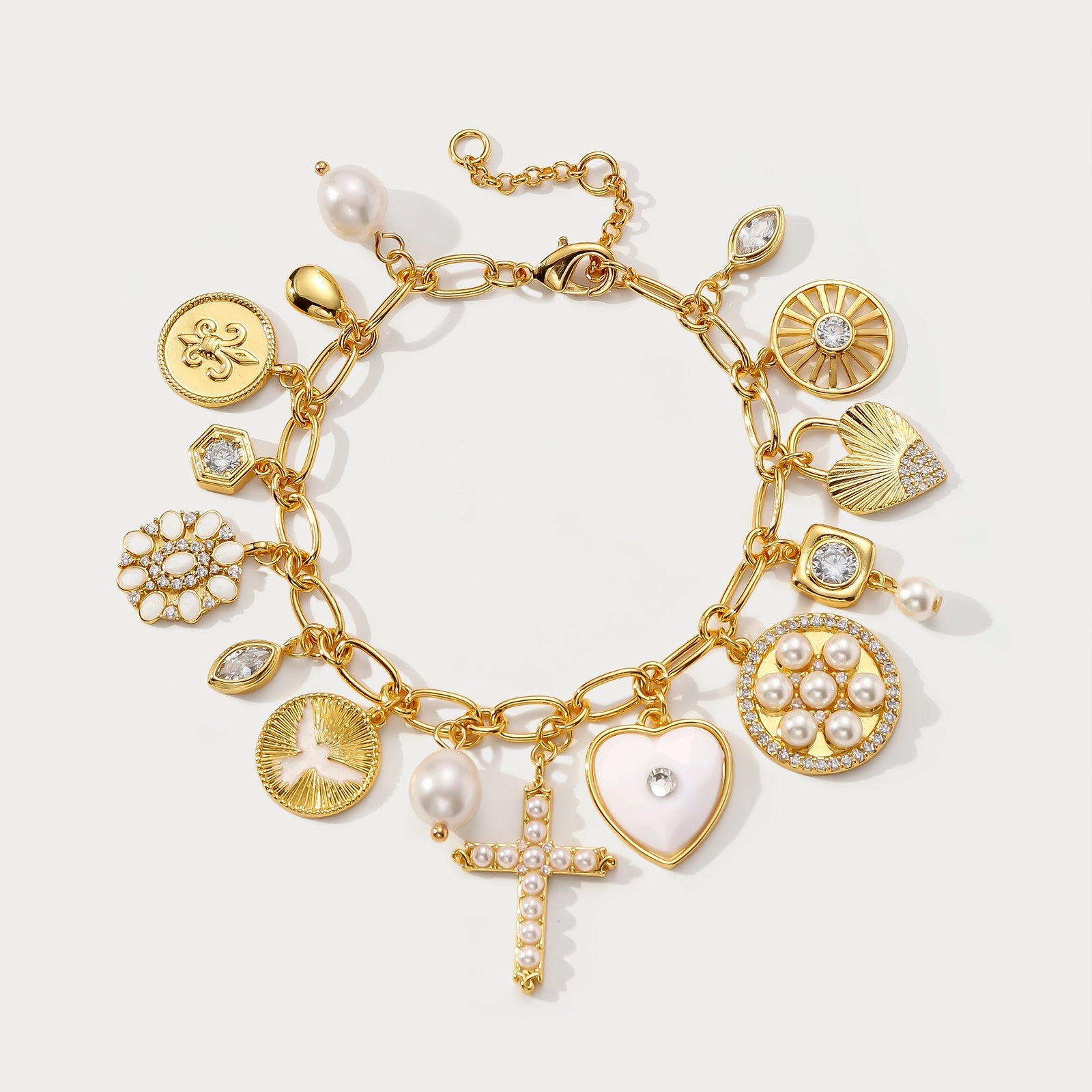Vintage Cross Charm Bracelet Stunning Finish Evening Collection