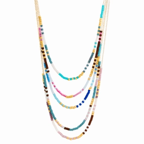 Japanese Microbead Necklaces - 14k Gold Chain Summer Fun Single Strand Adornment
