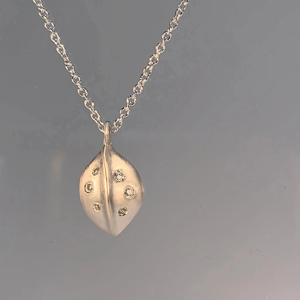 Split Leaf Necklace - Silver   Diamonds Modern Classic