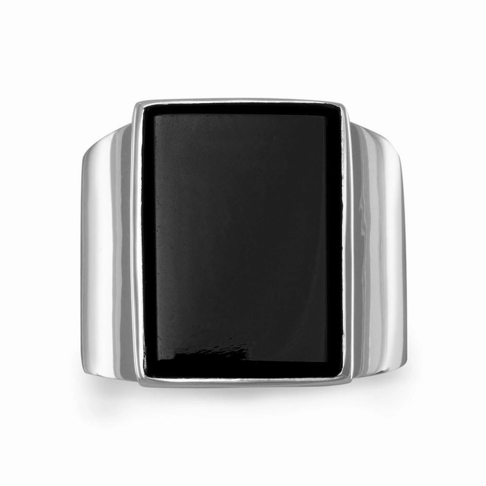 Mens Black Onyx Ring Sterling Silver Vintage Sign
