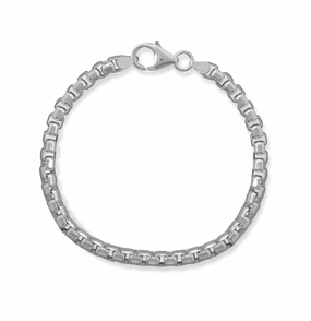 Fashionable Look Feminine Finish Mens Sterling Silver Rounded Box Chain 5mm Width 8.5-inch Length