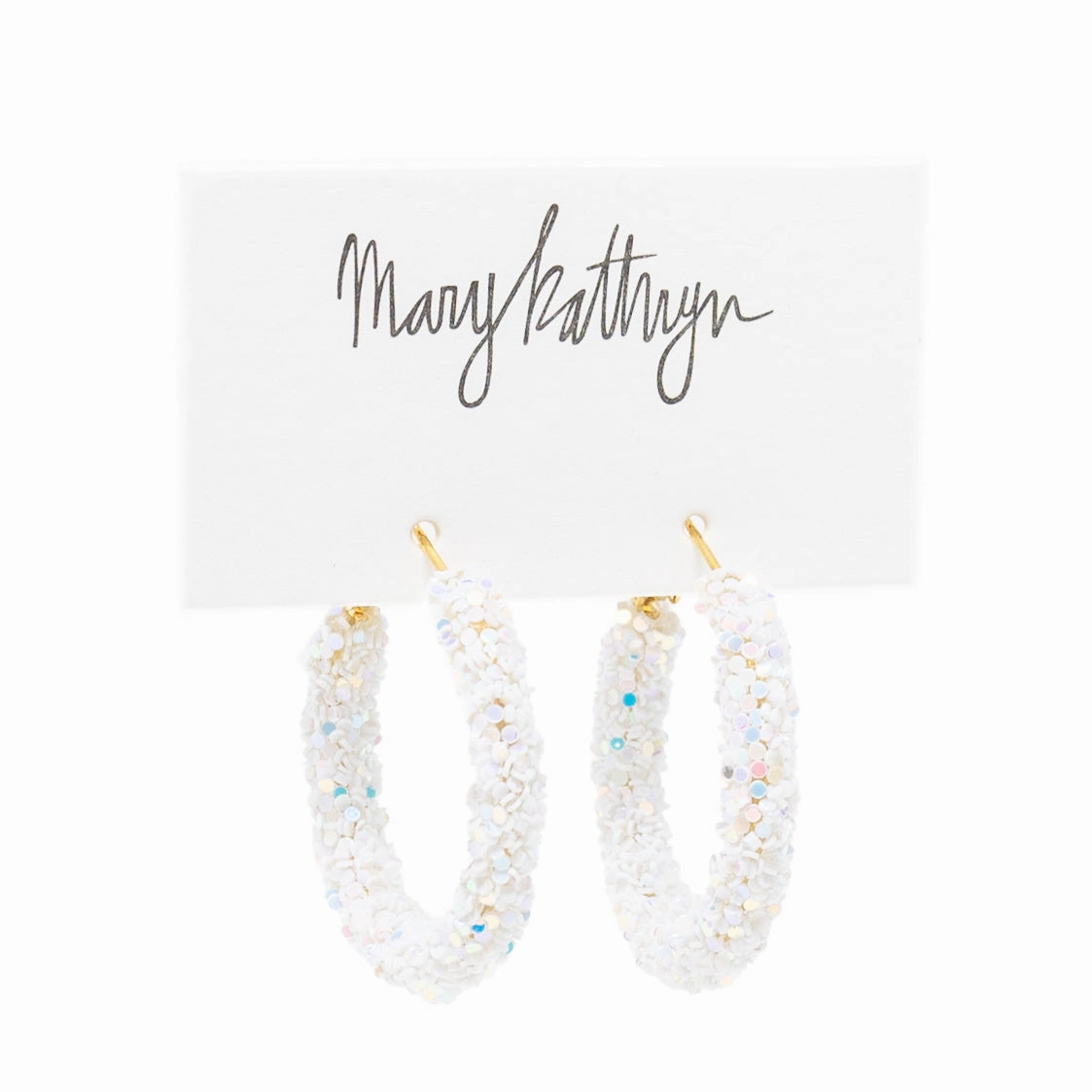Contemporary piece Durable Embellishment White Glitter Hoops