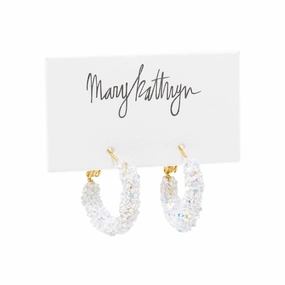 Shiny Aesthetic White Glitter Hoops