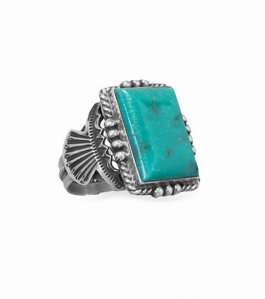 Jewelry Set Delicate Art Michael Calladitto Navajo Men's Stabilized Turquoise Ring Sterling Silver
