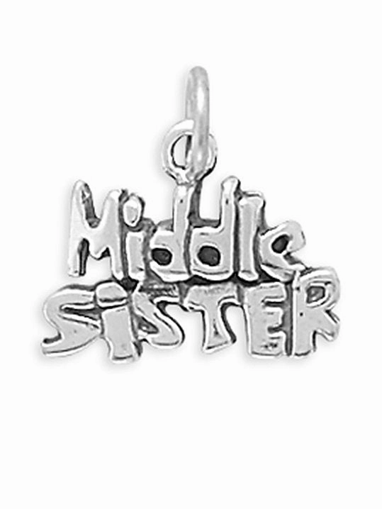 Middle Sister Charm Sterling Silver - Made in the USA High Shine