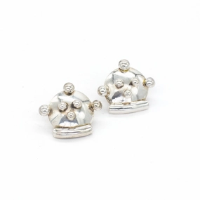 Mike Bird Romero (Ohkay Owingeh) Sterling Silver Mudheads Earrings Dynamic Shape