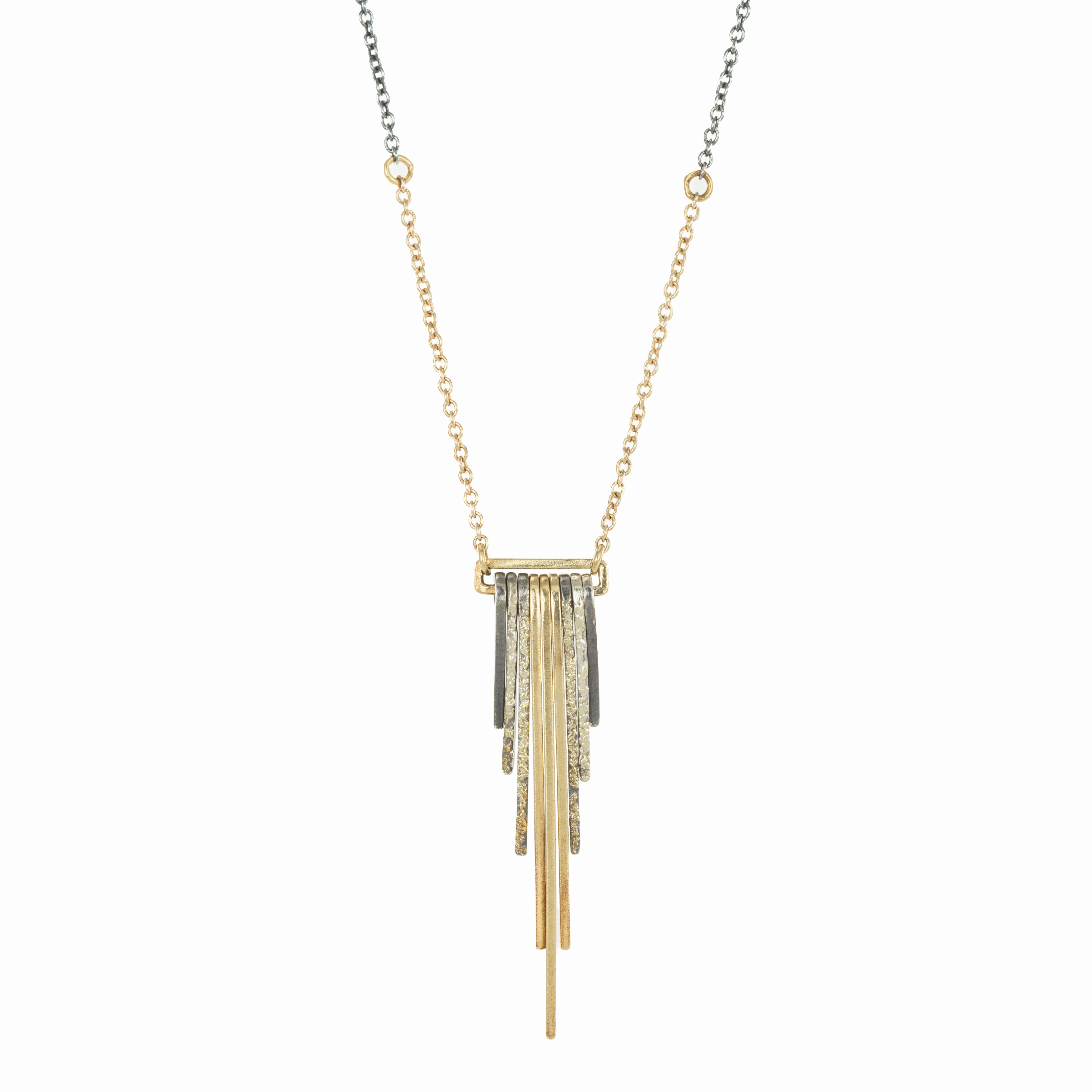 Mini Decidedly Deco Necklace - 22k/18k Gold, Oxidized Silver Splendid Style