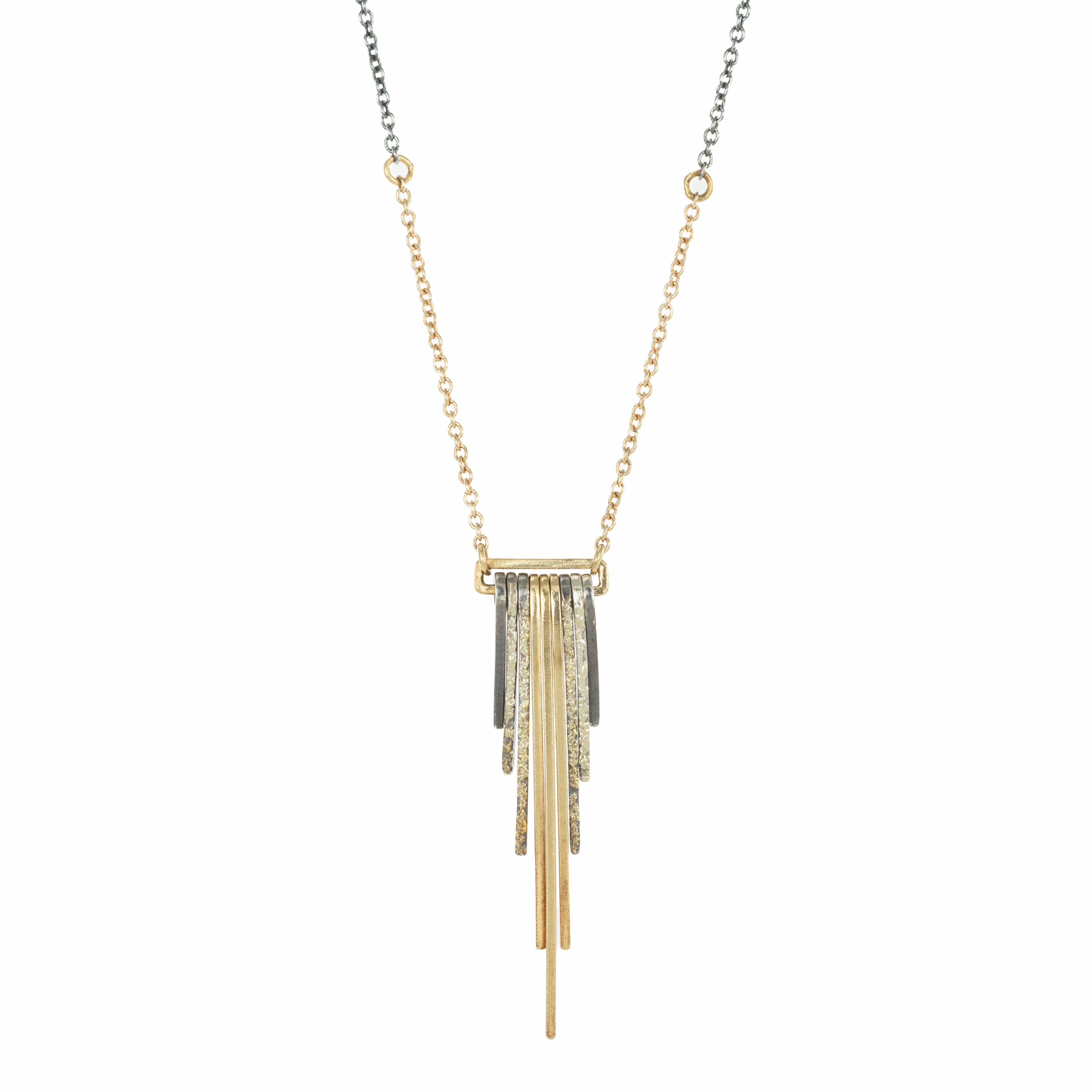 Mini Decidedly Deco Necklace - 22k/18k Gold, Oxidized Silver For Groom
