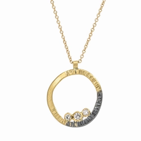 Mini Turning Aspen Necklace (redesigned) - 18k Gold, Oxidized Silver   Reclaimed Diamonds Trendy Accent