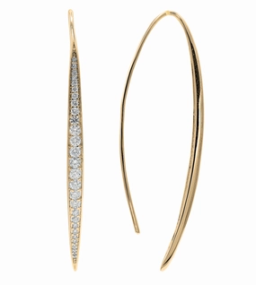 Social Item Lovely Adornment Round Large Hoop Diamond Earrings in 18K Yellow Gold (1.19ctw)