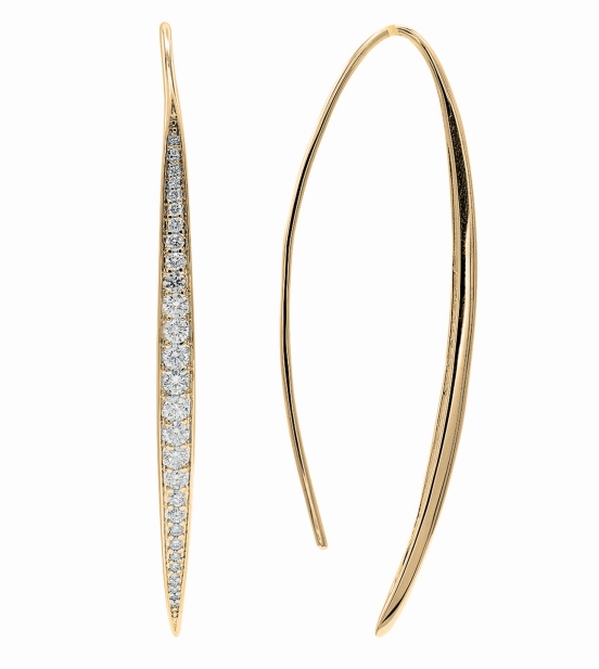 Social Item Lovely Adornment Round Large Hoop Diamond Earrings in 18K Yellow Gold (1.19ctw)