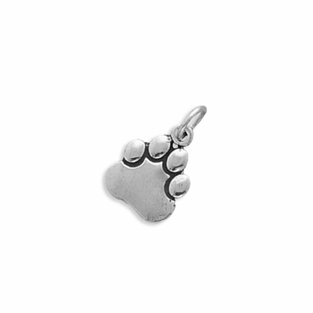 Styled Finish Paw Print Charm Sterling Silver - Made in the USA