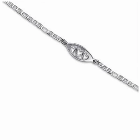 Mariner Chain Bracelet with Three Heart Cut Out Tag 6-inch Length Timeless Accent Graceful Feature