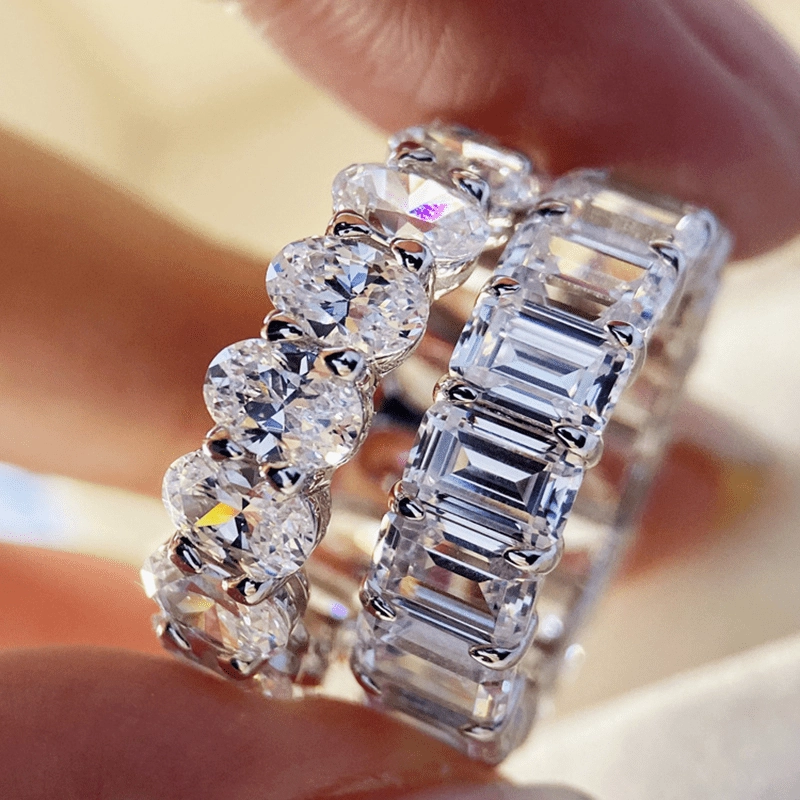 Shiny Gem Louily Eternity Simulated Diamond Wedding Band for Women