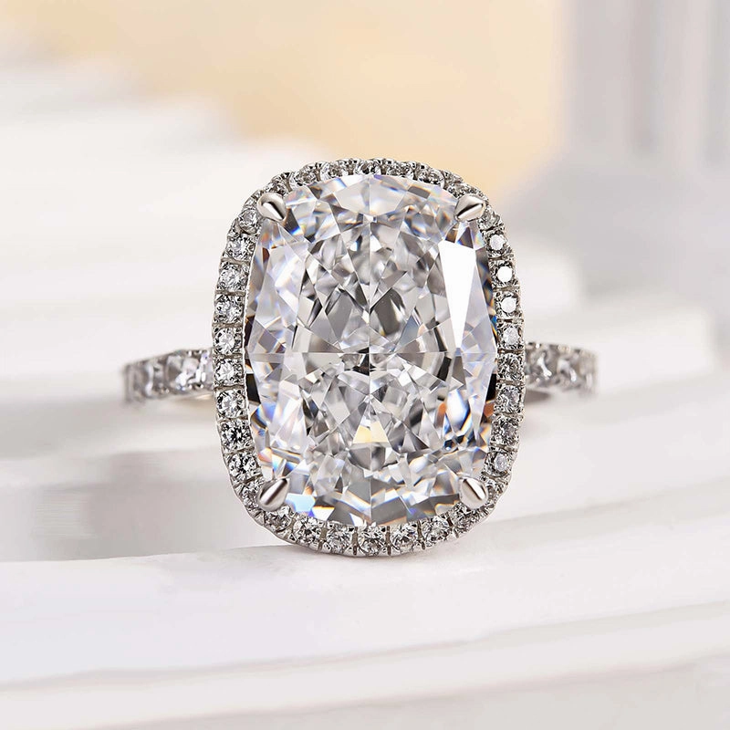 Louily Gorgeous Halo Crushed Ice Cushion Cut Engagement Ring Evening Sparkle
