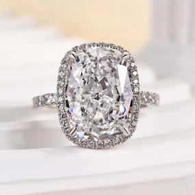 Louily Gorgeous Halo Crushed Ice Cushion Cut Engagement Ring Evening Sparkle