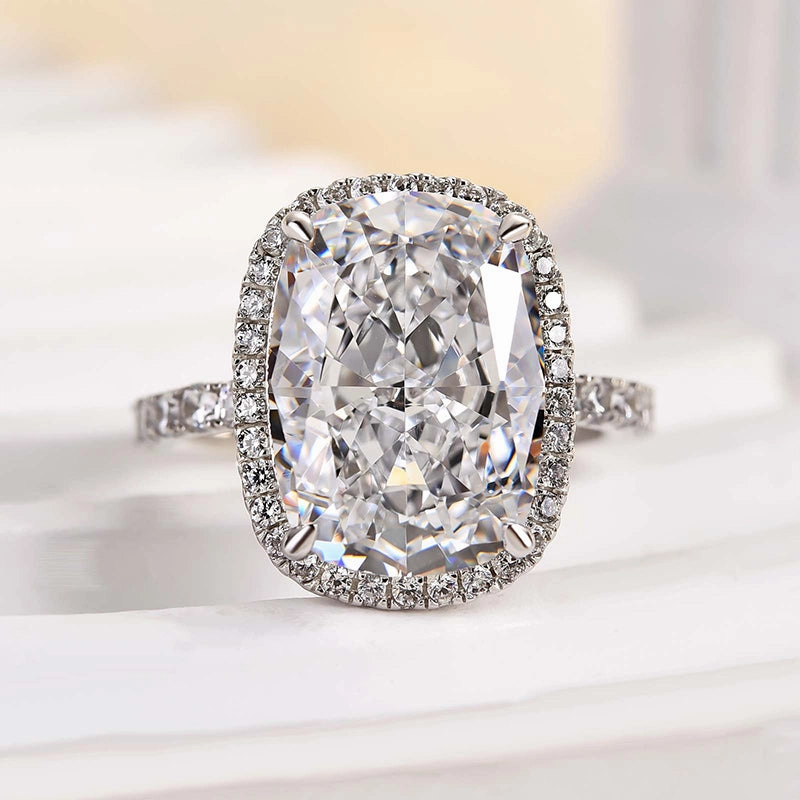Louily Gorgeous Halo Crushed Ice Cushion Cut Engagement Ring Opulent Finish Unique Accessories